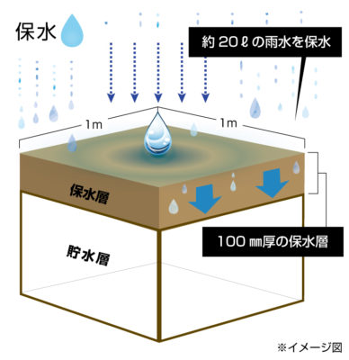 笑雨（わらう）システムの保水の仕組み図
